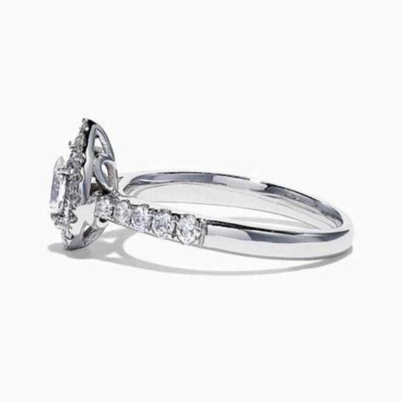 Wedding/Engagement Crystal Clear Shiny Silver Water Drop Diamond Ring,… - Picture 3 of 5